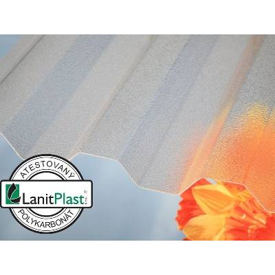Lanit Plast Polykarbonátová trapézová deska Marlon CSE Original 76/16 s hrubší krupičkou 1,06 x 2,5 m čirá 1 ks