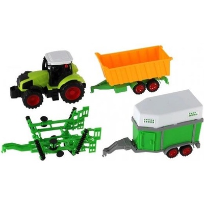 Teddies Трактор с ремарке 3 бр. пластмаса 19см на инерция