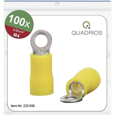Quadrios 22C456 guľaté káblové oko Prierez=6.0 mm² Ø otvoru=4.3 mm čiastočne izolované žltá 1 sada