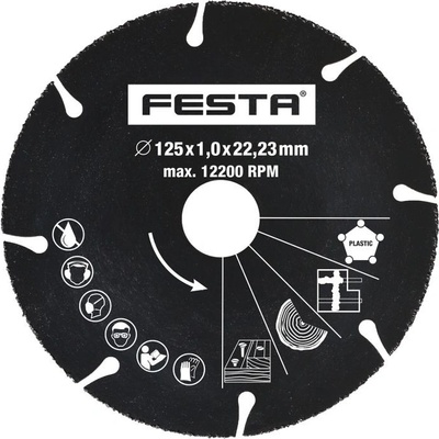 FESTA Kotouč řezný univerzální karbidový Ø 125 x 1 x 22,2 mm, FESTA