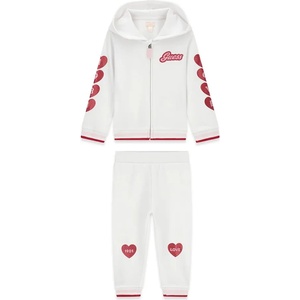 Guess Бял спортен екип за мини момиче с розови детайли и надписи Guess