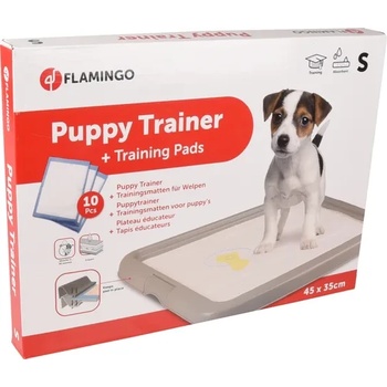 Flamingo Puppy Trainer Small - Тоалетна за кучета с 10 памперс/ подложки за кучета, 34/45 см