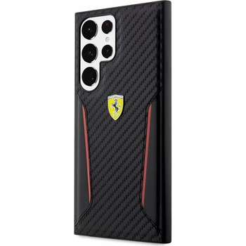 Ferrari PU Carbon Leather Hard Case - кожен кейс за Samsung Galaxy S23 Ultra (черен)