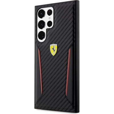 Ferrari PU Carbon Leather Hard Case - кожен кейс за Samsung Galaxy S23 Ultra (черен)