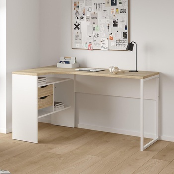 Бюро Function Plus с 2 чекмеджета Бял и дъб