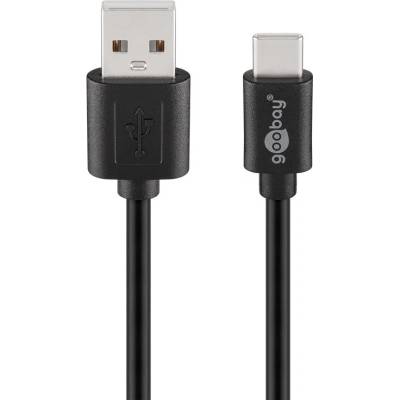Goobay 55466 USB 2.0; USB A vidlice, USB C vidlice, niklovaný, 1m, černý
