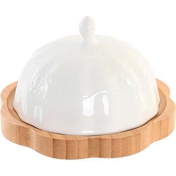 Item international Кутия за масло, порцелан и бамбук, 17, 5х17, 5х10см, бяла (1653)