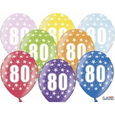 Silné Balónky 30 cm metalické mix Narodeniny č. 80 PartyDeco