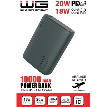 WG 10 000 mAh USB-C PD 18W + QC 3.0 9932 Black