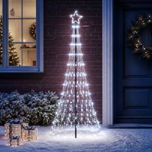 vidaXL LED Коледна Елха 180 см 230 LED светодиода Студено бяло Желязо (42053594)