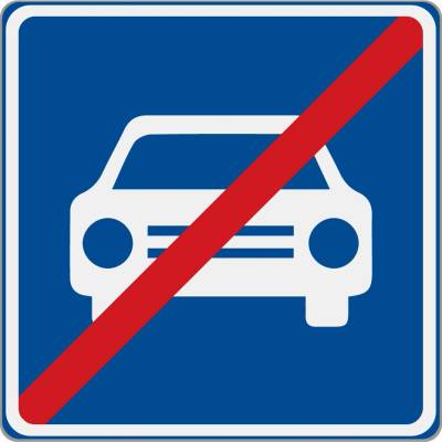 Dopravní značka IZ2b Konec silnice pro motorová vozidla