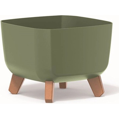 PROSPERPLAST Kvetináč GRACIA SQUARE 24cm zemitě zelený