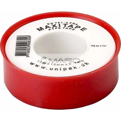 Unipak Páska teflonová Maxitape pro vodu topení a vzduch-200°až +180°C 12 x 0,1 mm x 12 m 1000457