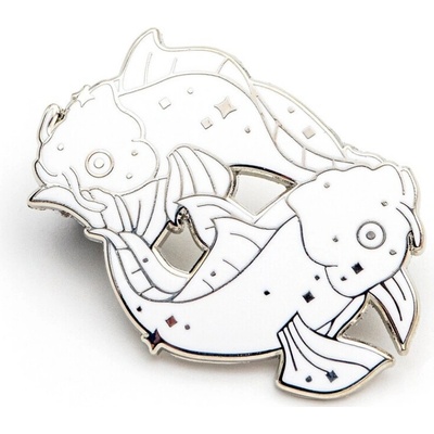 Leon Romer kovový pin ryby bílý 43 mm