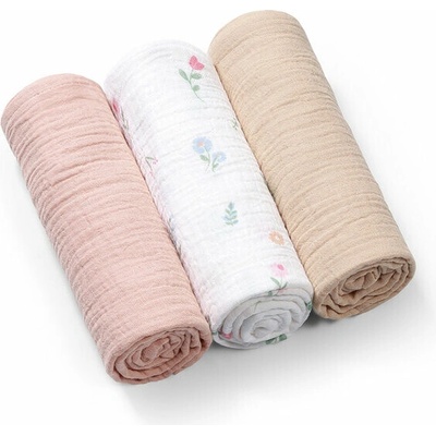 BABYONO Pleny mušelínové Super Soft Pink 70 x 70 cm 3 ks