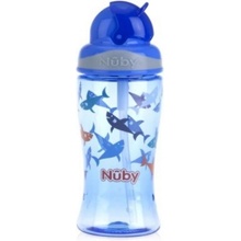 Nuby hrnček netečúci so sklápacou slamkou modrá 360 ml