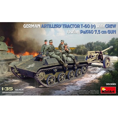 MiniArt German Artillery Tractor T-60r a Crew towing PaK40 Gun 1:35