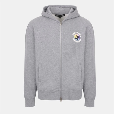 Pretty boy ugly world Суичър PRETTY BOY UGLY WORLD Women's Cotton Long Sleeve Zip Hoodie - Grey Marl/White