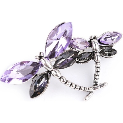 Prima-obchod brož s broušenými kamínky vážka fialová sv. 105356 – Zboží Mobilmania