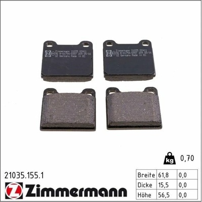 Sada brzdových destiček, kotoučová brzda ZIMMERMANN 21035.155.1 (210351551)