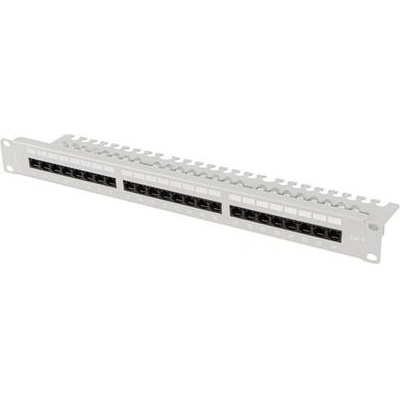 Lanberg Пач панел, Lanberg patch panel 24 port 1U 19" CAT. 6 utp with cable organizer grey (PPU6-1124-S)
