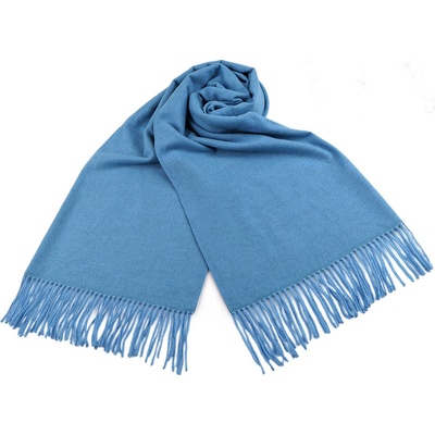 Šátek typu pashmina s třásněmi malé 8 modrá světlá