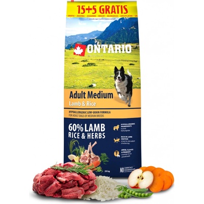 Ontario Adult Medium Lamb & Rice 20 kg