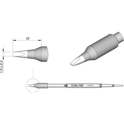 JBC Tools C245768 spájkovací hrot dlátová forma, rovný Veľkosť hrotov 0.3 mm Dĺžka hrotov 10 mm Obsah 1 ks