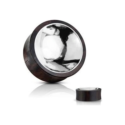 Šperky4U dřevěný plug se středem stříbrné barvy PL01258-16