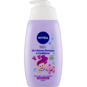 Nivea Kids Детски душ гел и шампоан 2 в 1 с аромат на горски плодове 2 в 1 Душ шампоан 500 мл