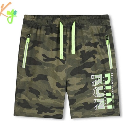 Kugo chlapecké maskáčové kraťasy TM8252 zelené žlutá aplikace