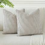 JOTOM Set of 2 corduroy cushion covers, decorative cushions, sofa cushions, couch cushions, decorative cushions, decorative cushion covers for sofa, living room, 60 x 60 cm, bend grey - YLDXRUK74 (YLDXRUK74