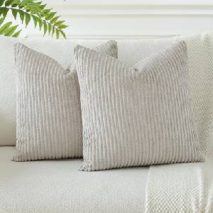 JOTOM Set of 2 corduroy cushion covers, decorative cushions, sofa cushions, couch cushions, decorative cushions, decorative cushion covers for sofa, living room, 60 x 60 cm, bend grey - YLDXRUK74 (YLDXRUK74