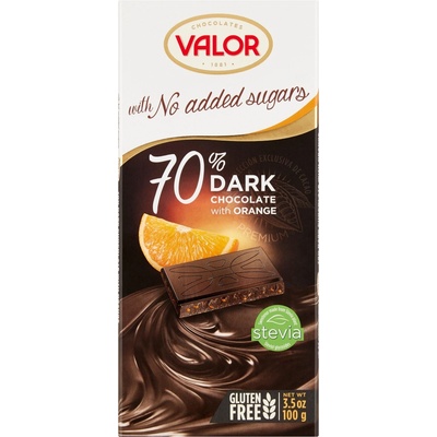 Valor 70% bez přidaného cukru s kousky pomeranče 100 g
