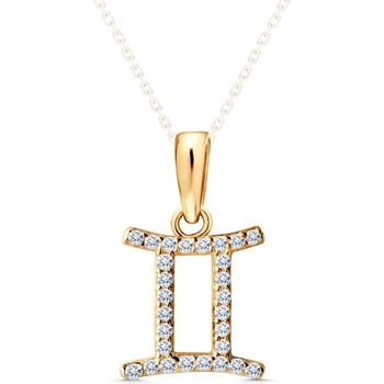 SAVICKI Висулка със зодиакален знак близнаци savicki: жълто злато, цирконий