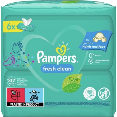 Pampers Fresh Clean мокри кърпи 6 x 52 броя