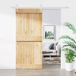 vidaXL Преплъзваща се врата 90 x 210 cm Естествено и бяло (3445179)