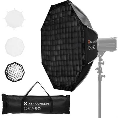 K&F Concept softbox OS2-90 90 cm 8 boký plochý rychloskládací uchycení Bowens