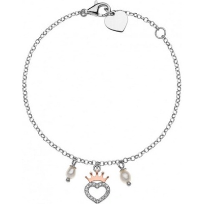 Disney stříbrný náramek srdce s korunou BS00009TPZL-55.CS