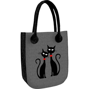 Markmodern filcová kabelka City Dvě černé kočky s obojkem antracit
