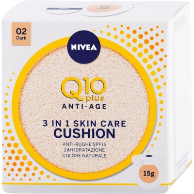 Nivea Q10 Plus Anti-Age hydratačný make-up v hubke vyplňujúci vrásky 02 Dark 15 g