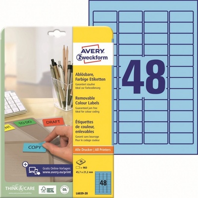 Avery Zweckform Barevné etikety 45,7x21,2 mm 960 ks modrá