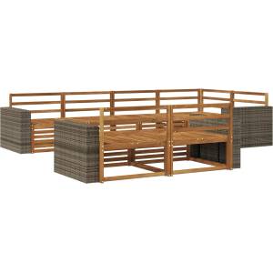 vidaXL Комплект дивани за открито 7 бр. Натурално (3383487)