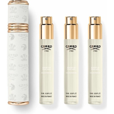 Creed Aventus for Her EDP 3 x 10 ml + Creed Travel Atomiser gold white plniteľný rozprašovač parfémov