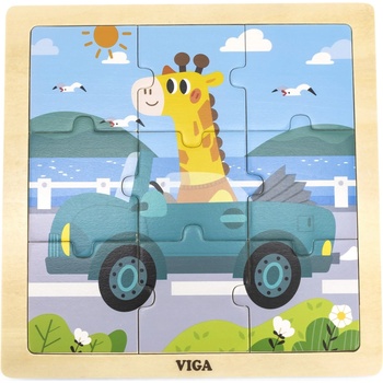 Viga Toys Дървен пъзел Viga Toys - Жираф, 9 части (44629)