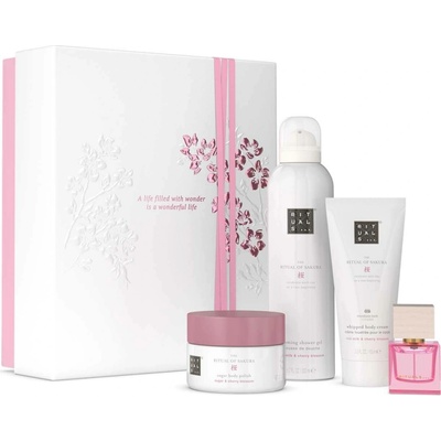 Rituals The Ritual of Sakura sprchová pěna 200 ml + tělový peeling 125 g + tělový krém 100 ml + svíčka 140 g dárková sada