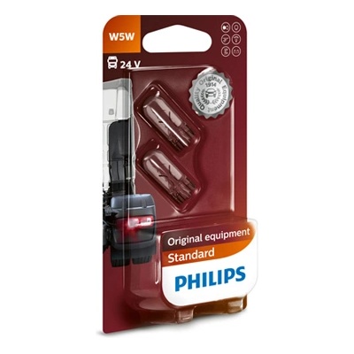 Philips Крушка, светлини на регистрационния номер philips w5w, 24v, 5w, 2 бр