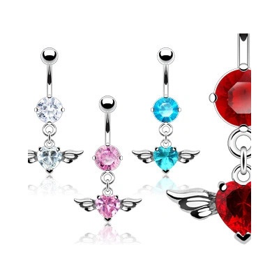 Marre piercing do pupíku okřídlené srdce HWNSR8565