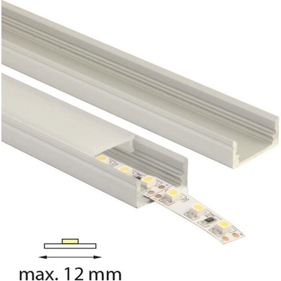 ML-761.001.43.0 Přisazený hliníkový profil PQ, 17x8 mm, včetně mléčného difuzoru, 2,5 m