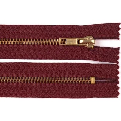Zdrhovadlo zip mosazný 18cm nedělitelný 6mm bordó